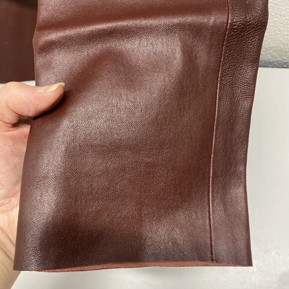 NEW SPRWMN Women's High-Waisted Leather Ankle Leggings Brown Size 29 x 28 - Picture 8 of 12